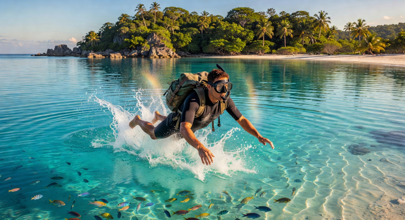 Diver in Egyptian island lagoon