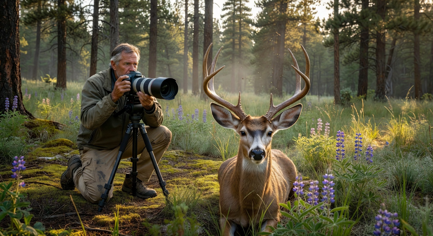 Man photographing wildlife in Vietnamese park
