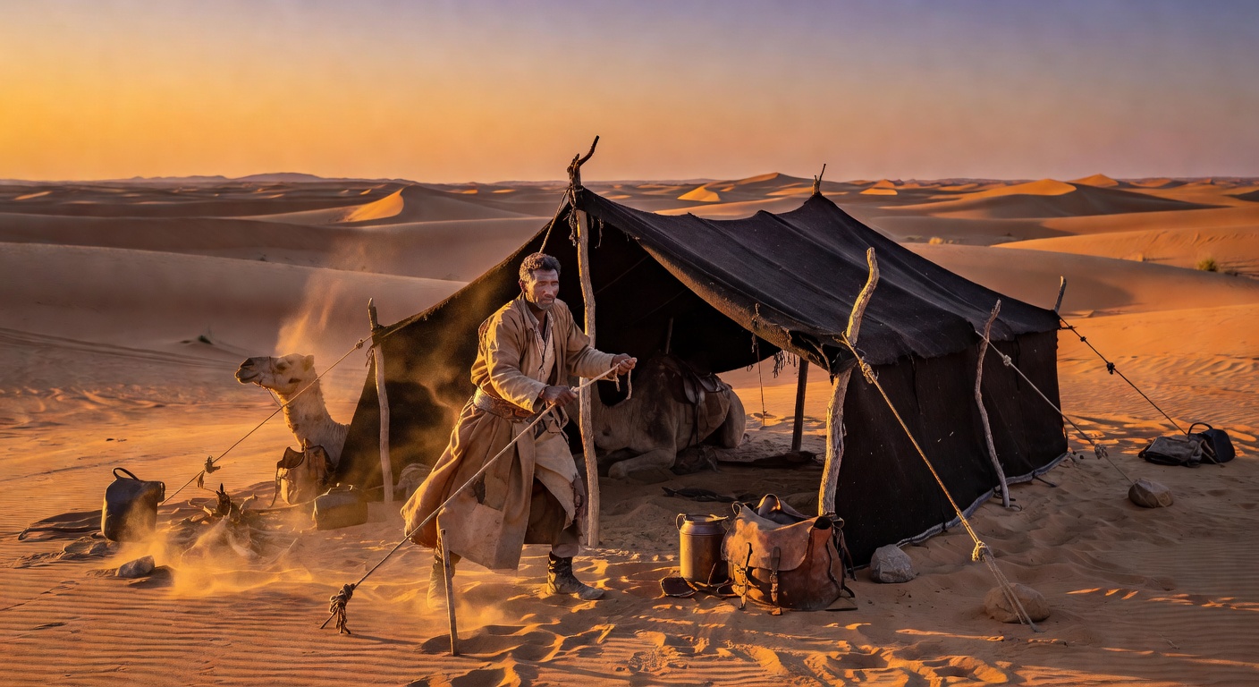 Nomad tent in desert Africa
