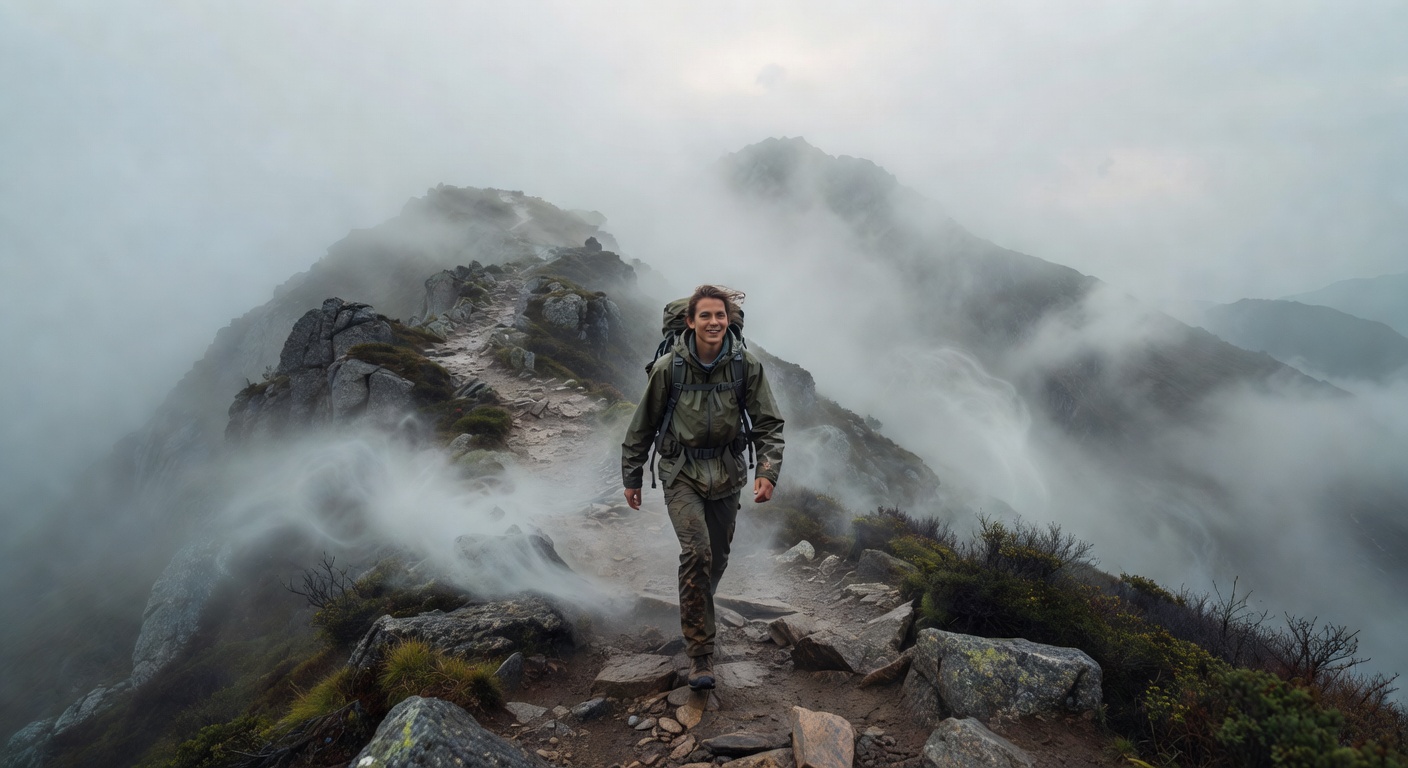 Solo hiker on work and travel adventure